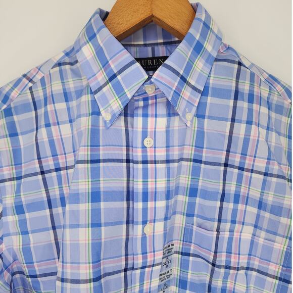 Lauren Ralph Lauren Men’s Plaid Button-Down Shirt Regular Fit Size 15 32/33 M - Picture 4 of 8